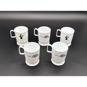 Vintage Superior Coffee & Foods Pedestal Mugs Set of 5 Retro Plastic Waiter Cups